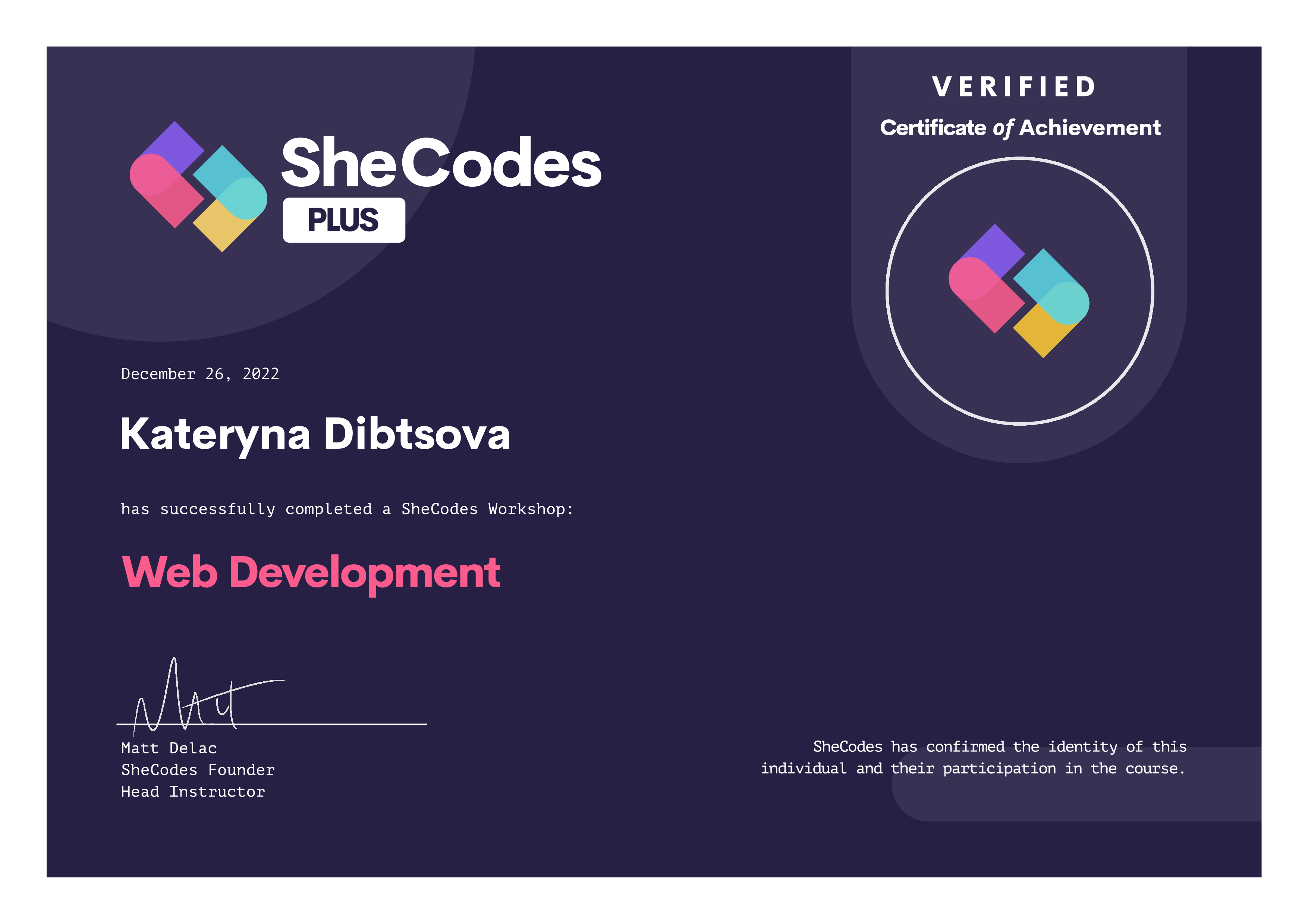 Web Development
          Certificate